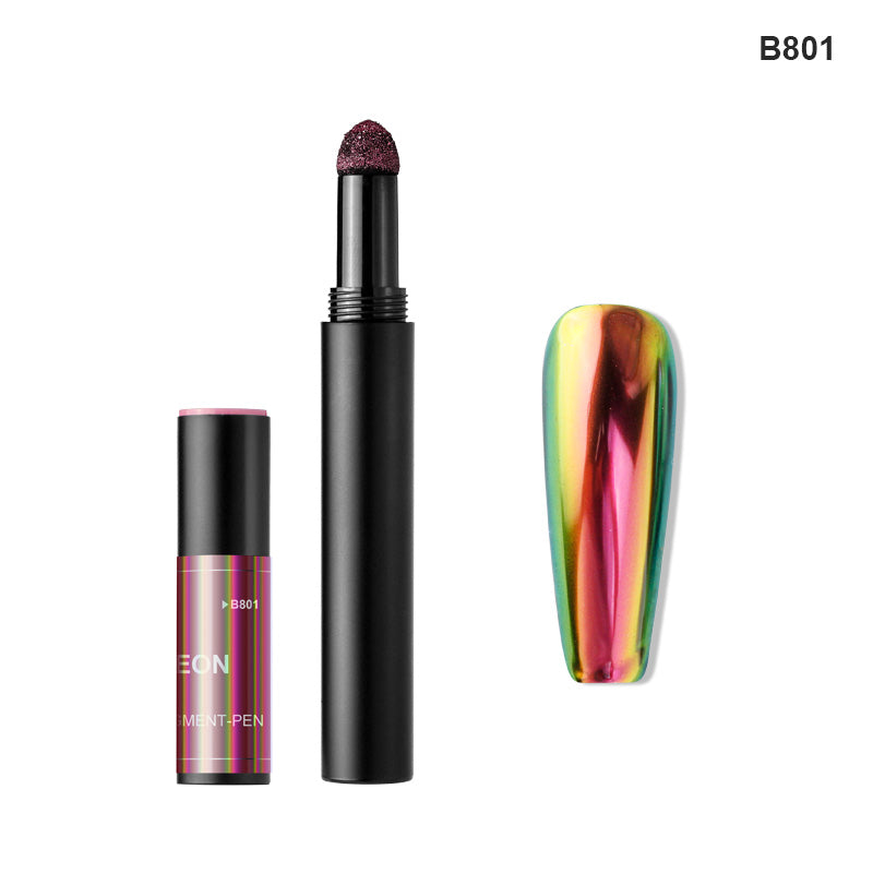 FNP072 6 Colors Chameleon Dark Glasses Air Cushion Pen Magic Mirror Powder Nail Pigment
