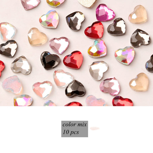 NDE049 ForLife Nail Art Mini Love Heart Diamond Flat Heart 3*3.5mm Shiny DIY 3D Crystal Diamond Jewelry