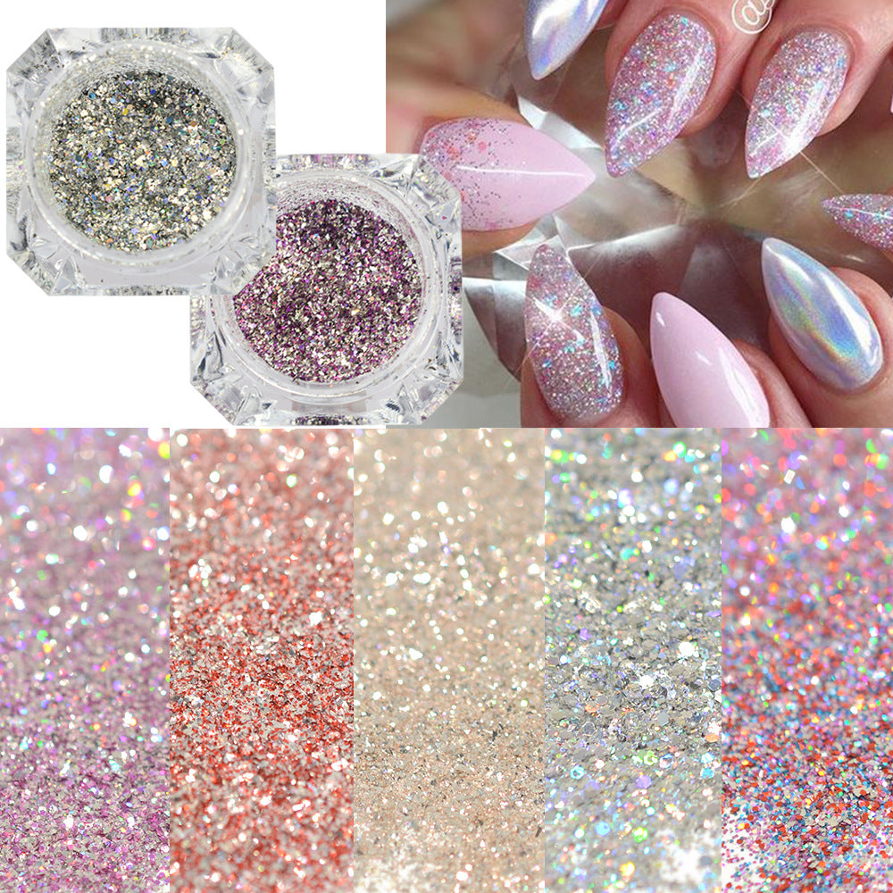 FNP006 Hot nail enhancement platinum glitter gold foil gold powder laser color change DIY nail sequins