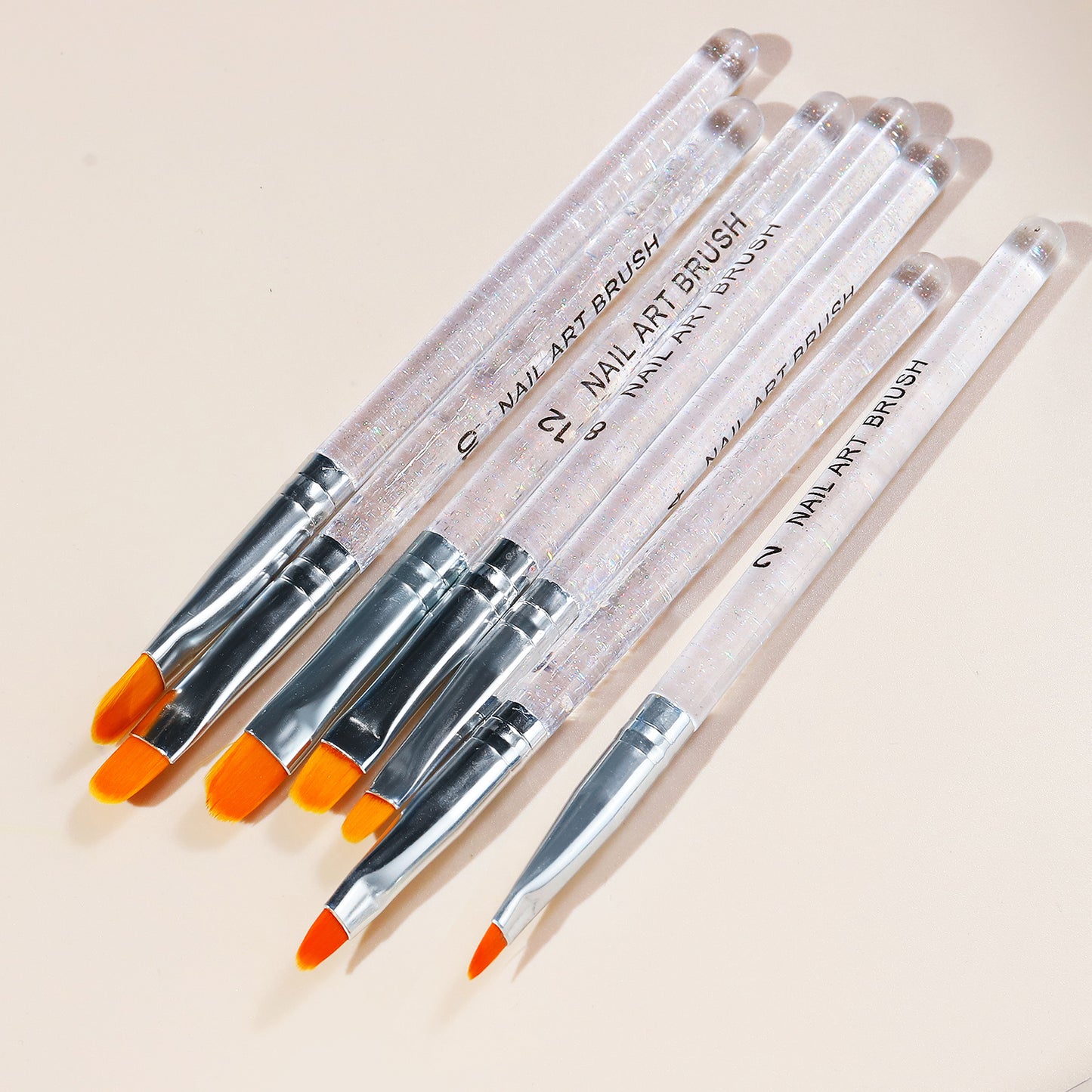 NBR038 20pcs Sequins Crystal Nail Brush Set Acrylic Handle Nylon Hair Carved Line Nail Art Painting Pen Nail Dotting Pen Set