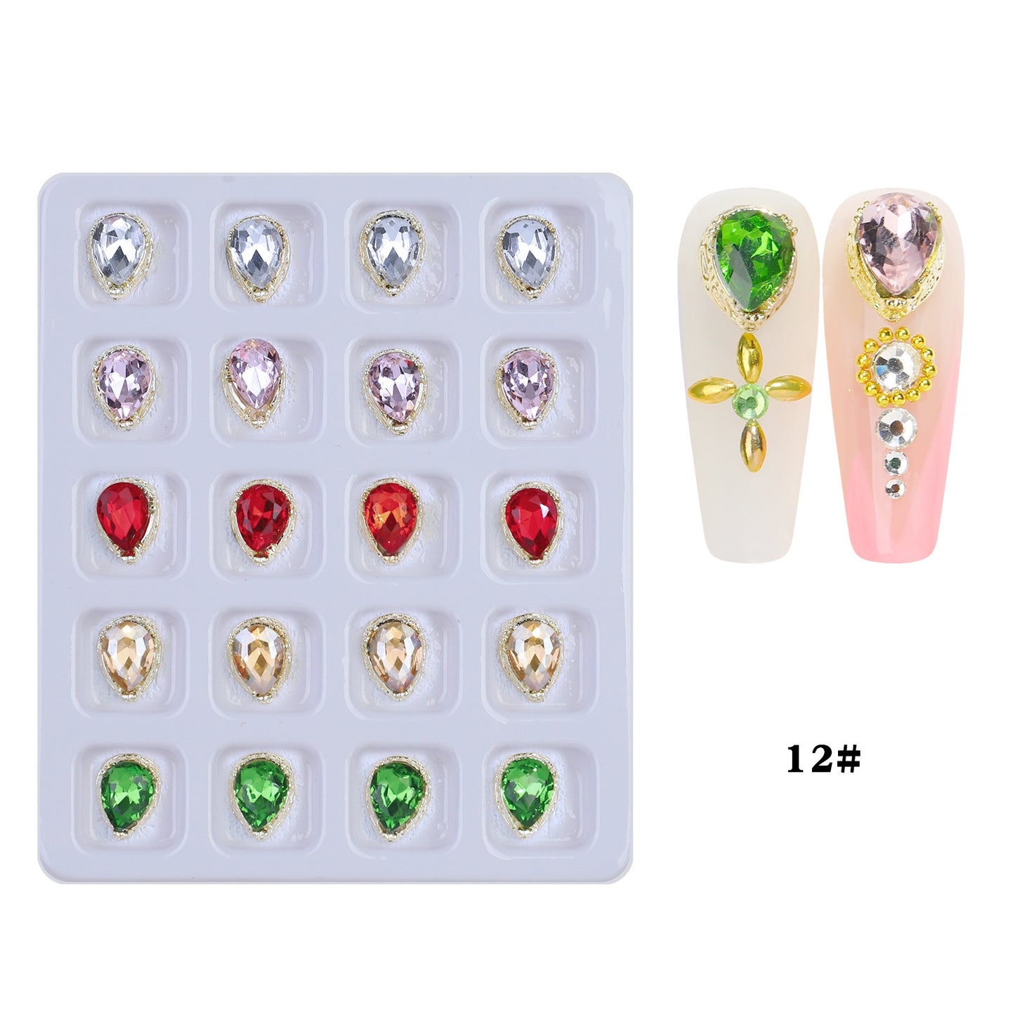 NZJ017 20pcs Blister Packaging Nail Art Rhinestone Alloy Inlaid Love Butterfly Nail Art Jewelry