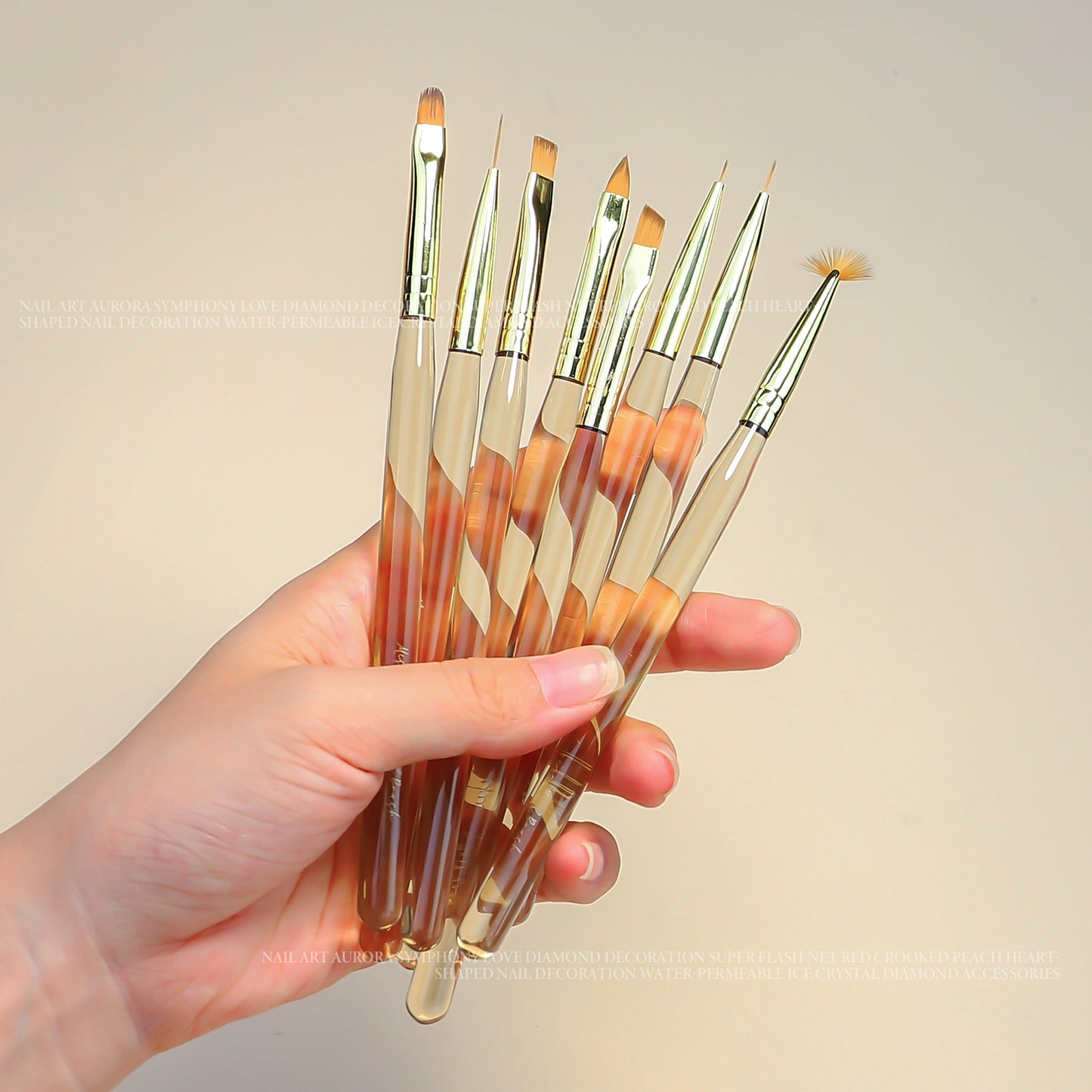 NBR046 New Simple Ice Transparent Brown Acrylic Nail Art Brush Flat Head Round Head Nail Art Paint Pen