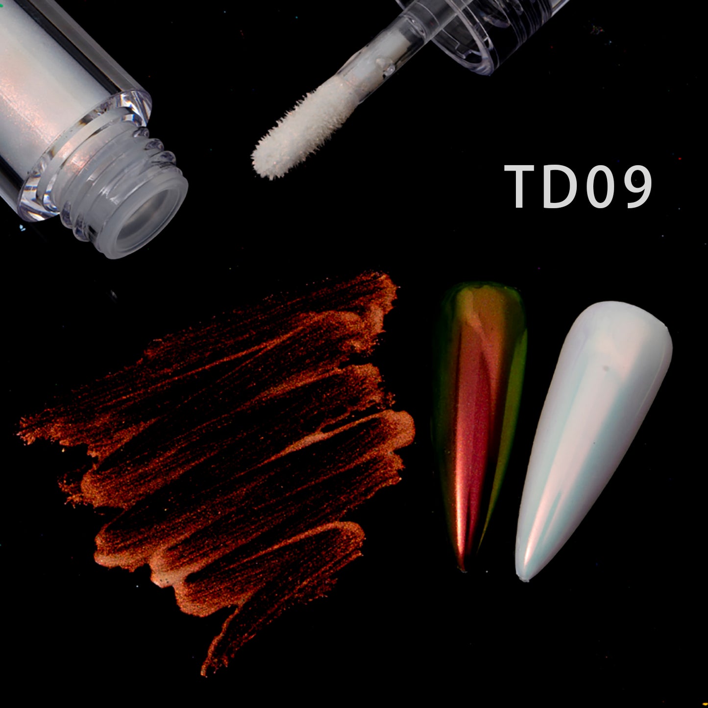 FNP013 Round tube wholesale TD series 6 colors liquid magic mirror powder used for art nail decoration
