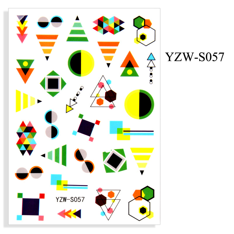 NS5D003 Hot Sale Simple Line Geometric Face Nail Sticker Avocado Fruit Nail Sticker 3d