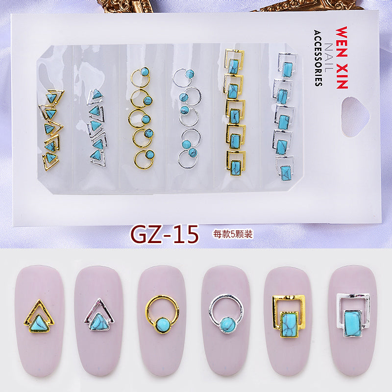 NRS007 ForLife 6 Grid Pack Flatback Nail Art Crystal Rhinestones Zircon Decorations 3d Alloy Retro Nail Accessories DIY tools
