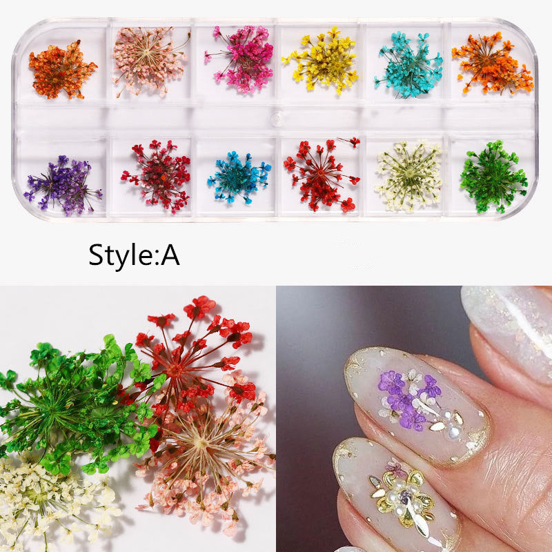 NDE001 ForLife Mix Dried Flowers Nail Decorations Jewelry Natural Floral Leaf Stickers 3D Nail Art Designs Polish Manicure