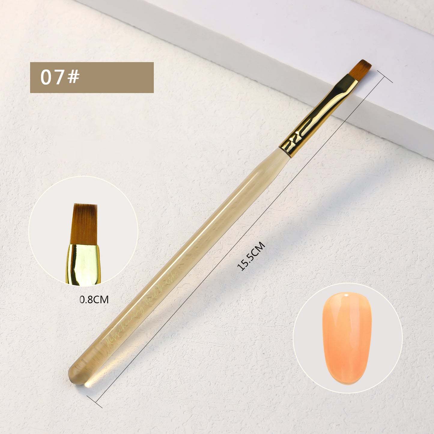 NBR046  New Simple Ice Transparent Brown Acrylic Nail Art Brush Flat Head Round Head Nail Art Paint Pen
