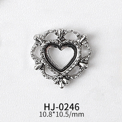 NZJ044 Gold Heart Rectangle Waterdrop Metal Frame with Rainbow Shell Nail Alloy Art Charms Deco Nail Stickers Decals Tools