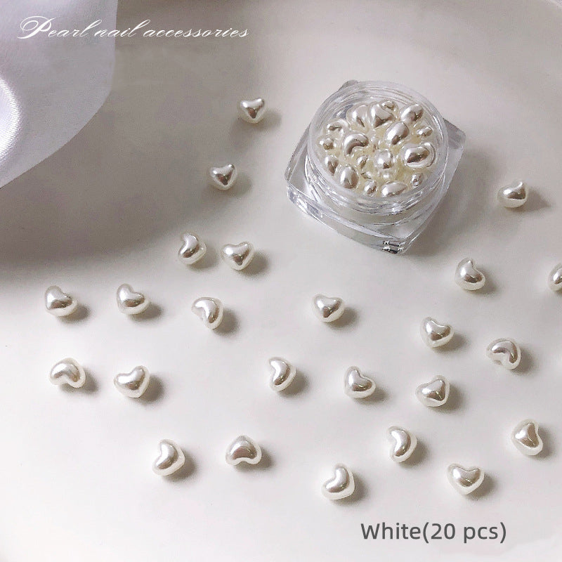 NRS033 Nail Art Love Pearl Jewelry 2022 New 3D Heart Nail Decoration 20pcs/bag