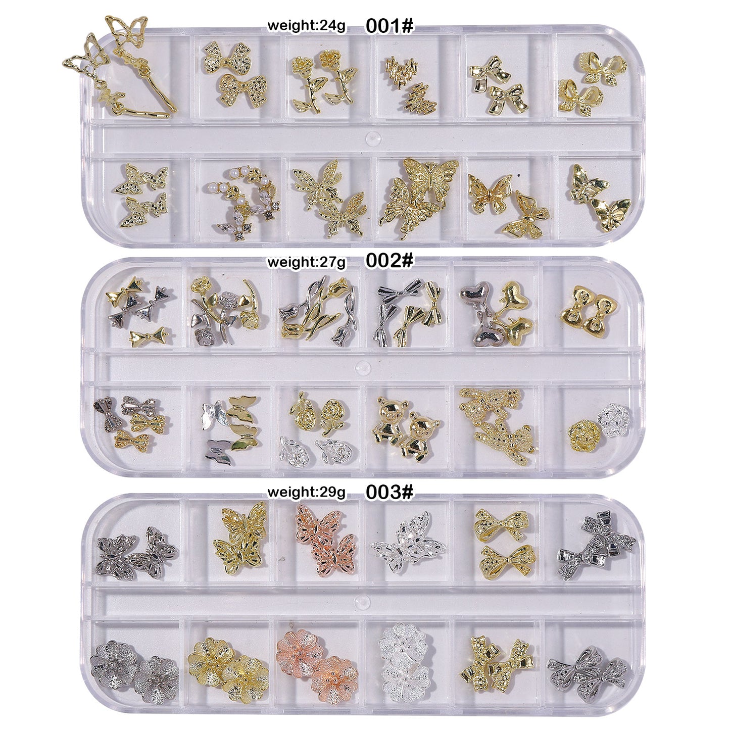 NZJ051 Factory wholesale new alloy pearl rhinestone crystal butterfly box nail jewelry
