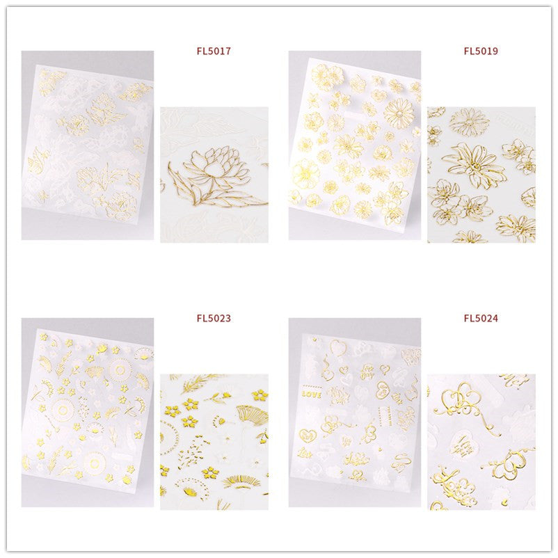NS5D017  ForLife 3D Mesh Nail Art Sticker Gold Silver Lace Hollow Net Line Foil Design Manicure Decal Wraps Decorations Accessories