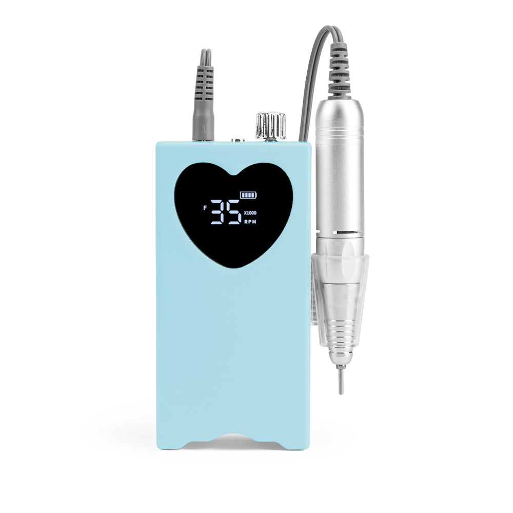 FNDM016 New Heart shape Portable Cordless Rechargeable Desktop Nail Drill Machine with 35000 rpm electric nail drill E file