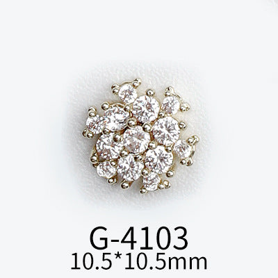 NZJ040 Christmas Nail Art Zircon Charms 3D Snowflake Nail Glitter Sticker Supplies Accessories Shiny Xtmas Nail Rhinestones Jewelry