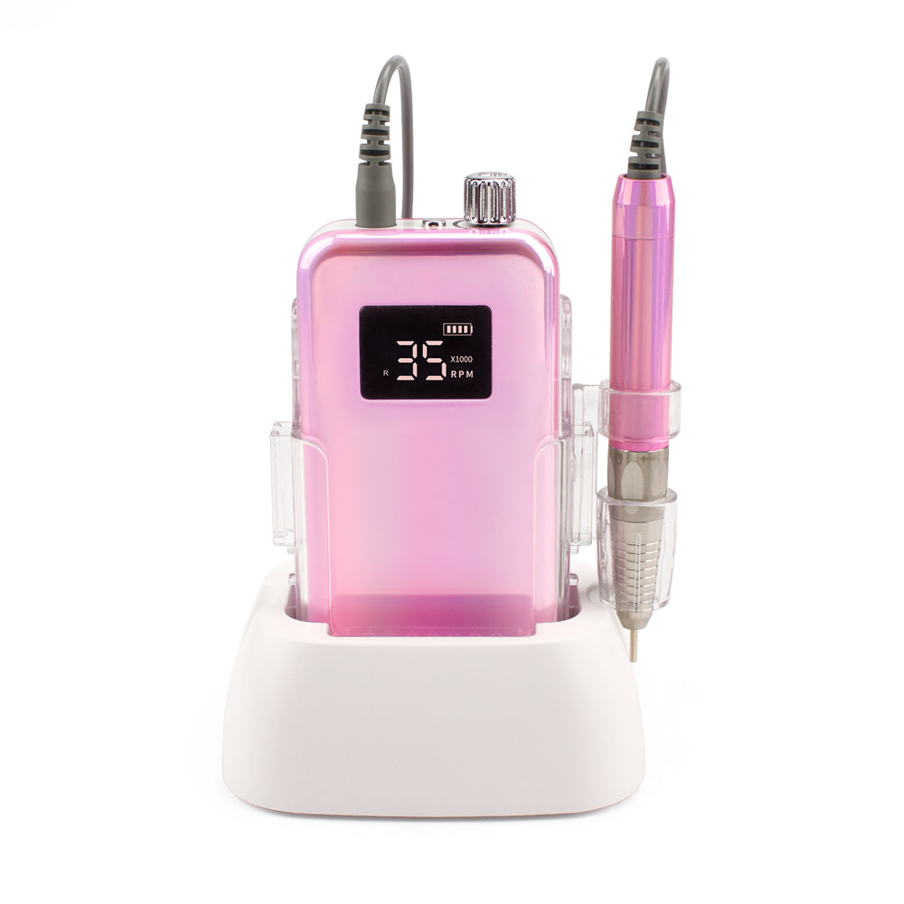 FNDM019 Desktop Brushless Cordless Base LED Logo Electric Nail Drill Machine 35000rpm for Manicure Pedicure Rechargeable Battery