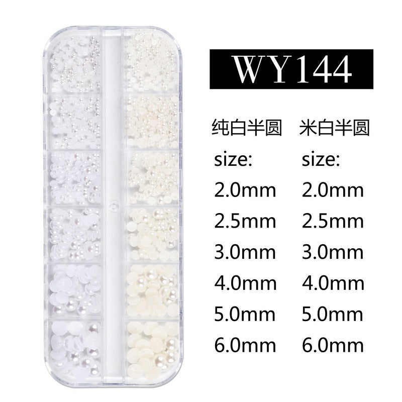 NDE006 ForLife Mixed Pearl Ornaments Rice White Pure White Illusion Color Flat Bottom Round Nails UV Gel 3d Nail Art Decoration