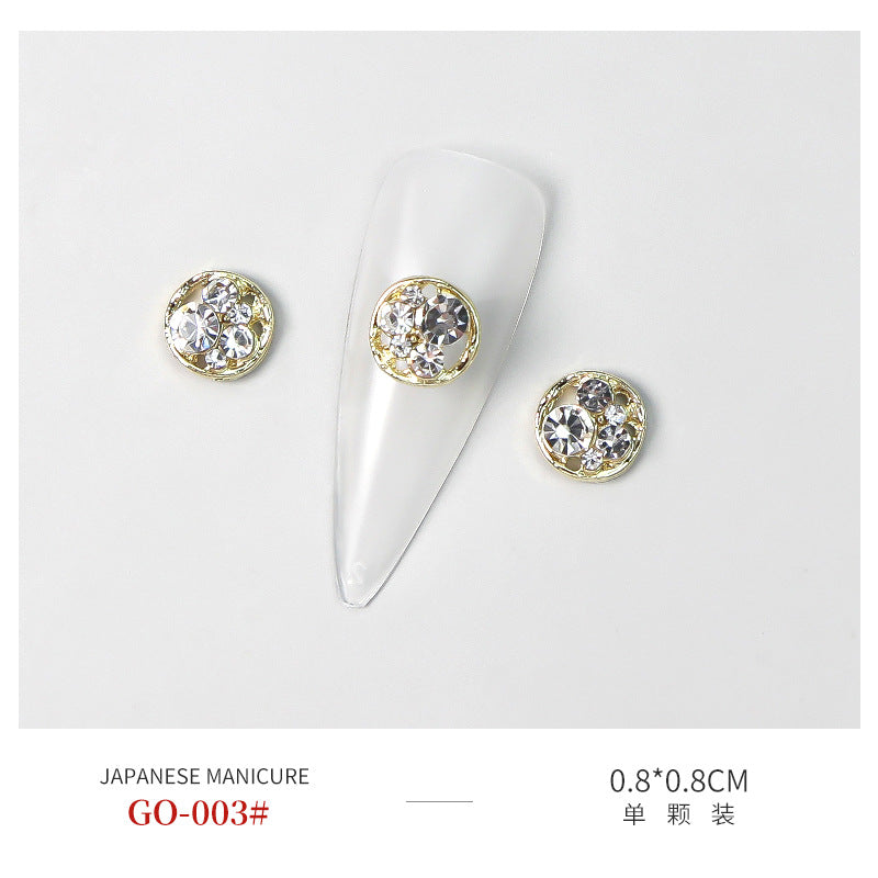 NZJ069 3D Designer Luxury Zircon Crystal Rhinestone Nail Charms Kawaii Gold Metal Alloy Charms for Nail Jewelry