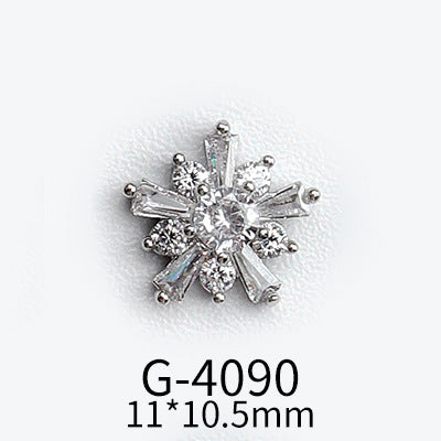 NZJ040 Christmas Nail Art Zircon Charms 3D Snowflake Nail Glitter Sticker Supplies Accessories Shiny Xtmas Nail Rhinestones Jewelry
