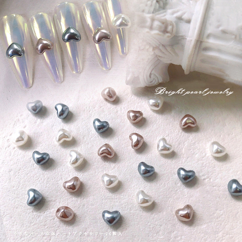 NRS033 Nail Art Love Pearl Jewelry 2022 New 3D Heart Nail Decoration 20pcs/bag
