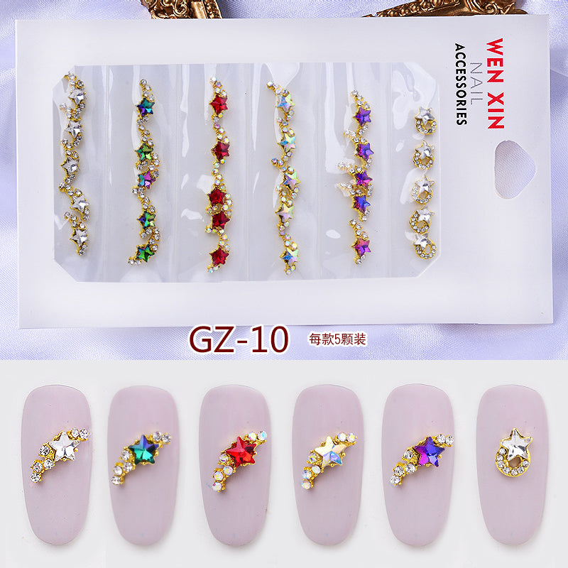NRS007 ForLife 6 Grid Pack Flatback Nail Art Crystal Rhinestones Zircon Decorations 3d Alloy Retro Nail Accessories DIY tools