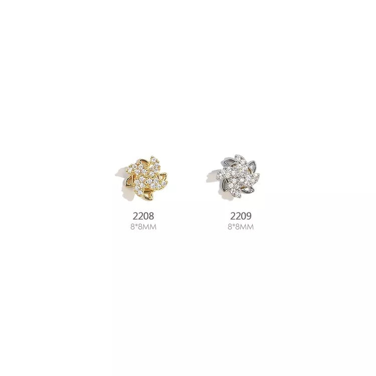 NZJ033 Boutique Nail Arts Windmill Zircon Nail Charms Rotatable Rotary Drill Spinner Women Beauty Finger Nail Sticker Fashion Jewelry