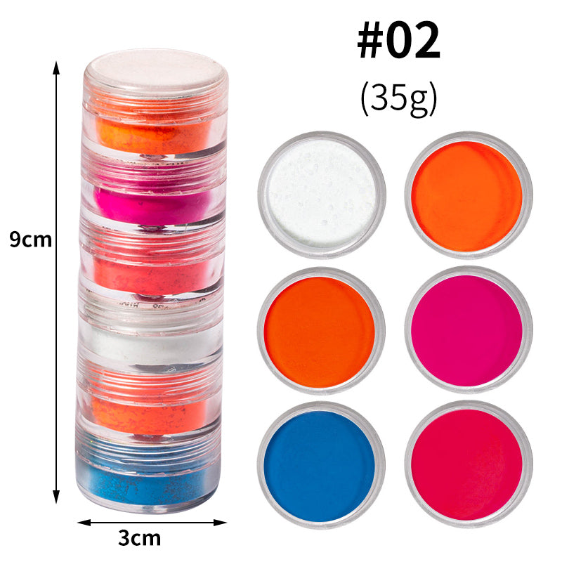FNP076 Hot packaging 4 styles color fluorescent fireworks nail powder used for nail art decoration