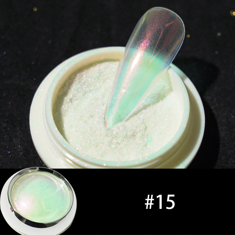 FNP028 Wholesale Moonlight Nail Acrylic Powder Solid Aurora Mirror White Pearl Powder UV Nail Glitter Chrome Powder