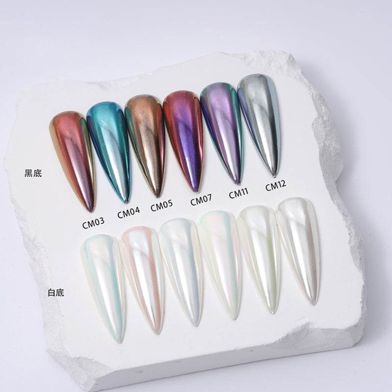 FNP018 6 color liquid Aurora laser nail mirror powder used for nail art pigment