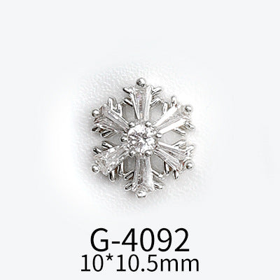 NZJ040 Christmas Nail Art Zircon Charms 3D Snowflake Nail Glitter Sticker Supplies Accessories Shiny Xtmas Nail Rhinestones Jewelry