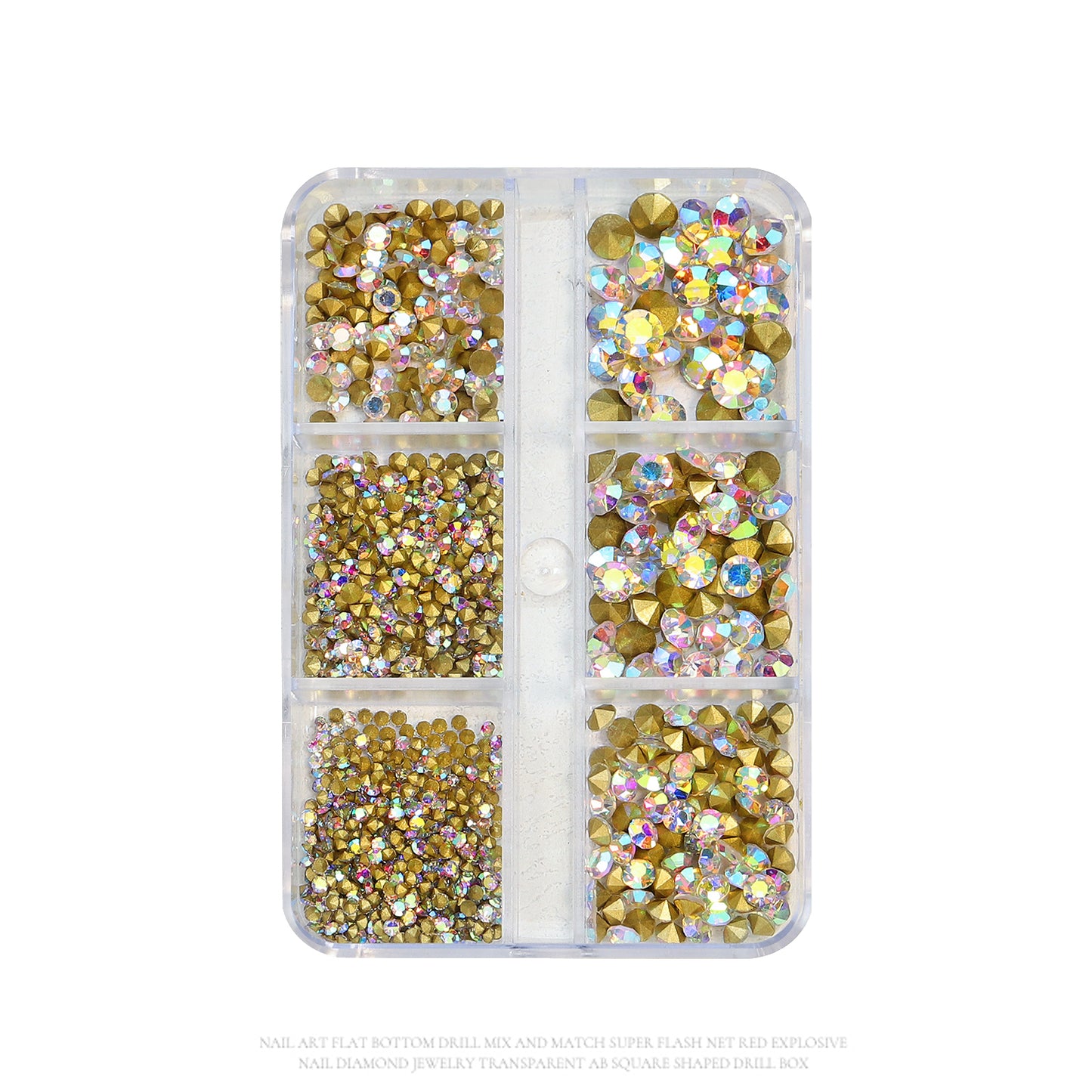 NRS031 6 grids/box pointed bottom colored glass rhinestones pink blue nail art rhinestone decoration