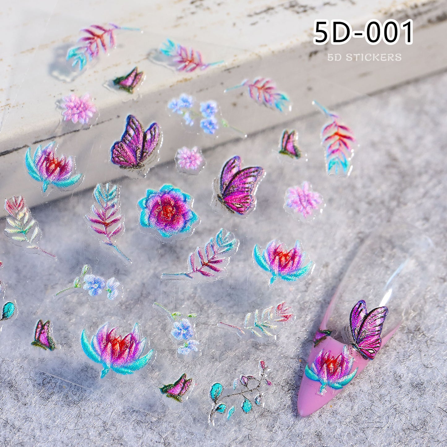 NS5D004  Nail Sticker 5D Embossed Flower Cartoon Donut Butterfly Love Series Nail Sticker 3D