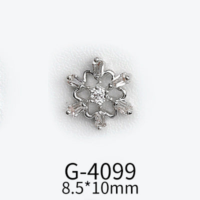 NZJ040 Christmas Nail Art Zircon Charms 3D Snowflake Nail Glitter Sticker Supplies Accessories Shiny Xtmas Nail Rhinestones Jewelry