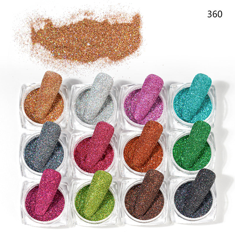 FNP062  12 Pcs/set Professional Colorful Broken Diamond Nail Glitter Powder
