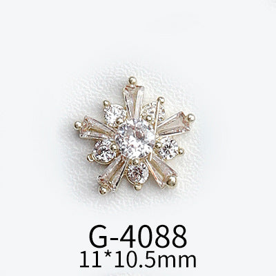 NZJ040 Christmas Nail Art Zircon Charms 3D Snowflake Nail Glitter Sticker Supplies Accessories Shiny Xtmas Nail Rhinestones Jewelry