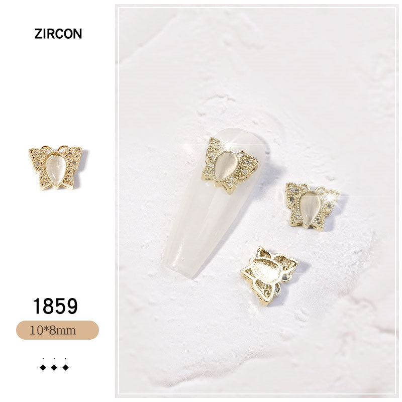 NZJ052 New Luxury Zircon Crystal Rhinestones For Nails Alloy Gold Nail Art Decorations Fashion Jewelry Ornaments