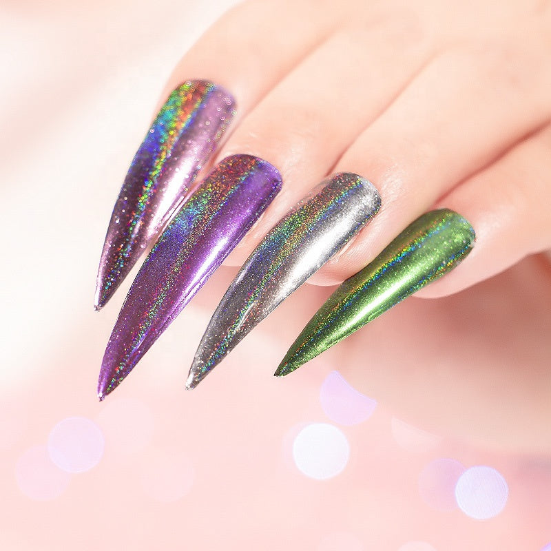 FNP111 12 Color Holographic Nail Glitter Powder Set Shining Pigment Laser Paillettes Mermaid Flakes Nail Art Decoration