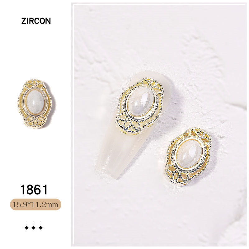 NZJ052 New Luxury Zircon Crystal Rhinestones For Nails Alloy Gold Nail Art Decorations Fashion Jewelry Ornaments