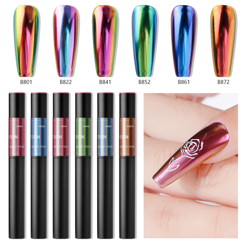 FNP072 6 Colors Chameleon Dark Glasses Air Cushion Pen Magic Mirror Powder Nail Pigment