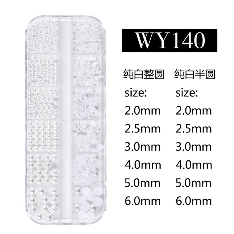 NDE006 ForLife Mixed Pearl Ornaments Rice White Pure White Illusion Color Flat Bottom Round Nails UV Gel 3d Nail Art Decoration