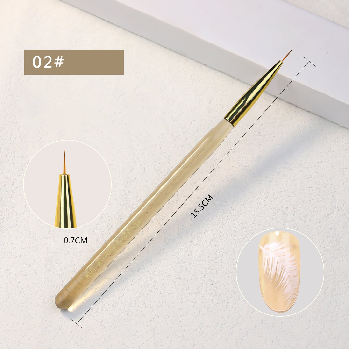 NBR046 New Simple Ice Transparent Brown Acrylic Nail Art Brush Flat Head Round Head Nail Art Paint Pen
