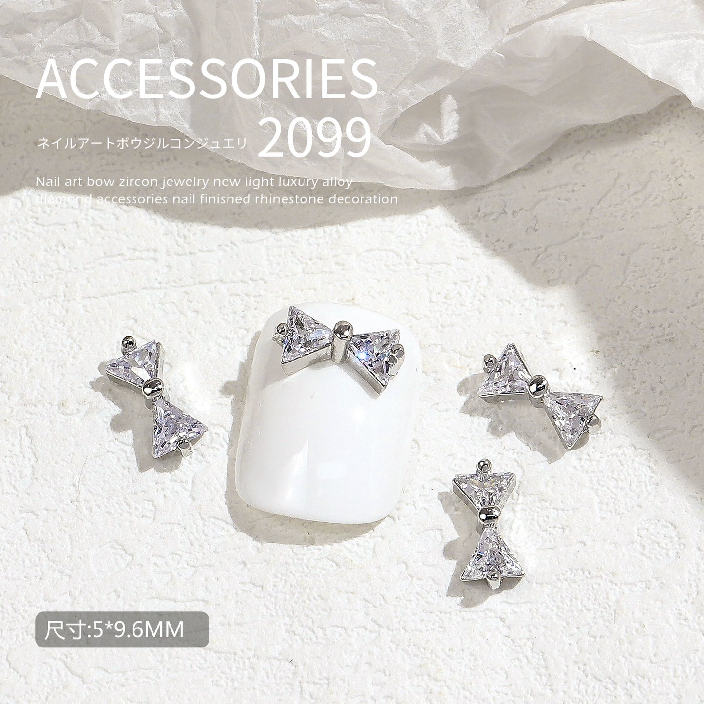 NZJ002 New Rhinestone Alloy Zircon Nail Art Decoration Bow Knot Diamond Jewelry