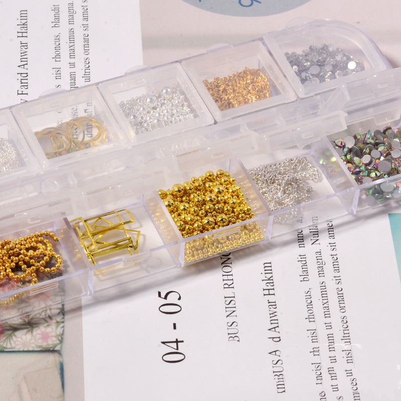 NRS022 ForLife New Nail Art Jewelry Rhinestone Mixed Rivet Pearl Small Accessories Nail Decoration Metal Chain Accessories
