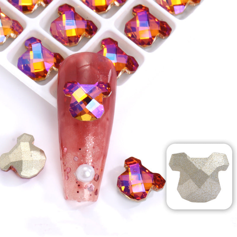 Nail Art Zircon Smart Bear Beating Preserving 3D Nail Jewelry Bear Christmas series 3D fancy shaped crystal stone pointback