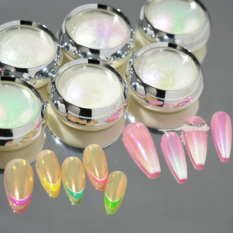 FNP028 Wholesale Moonlight Nail Acrylic Powder Solid Aurora Mirror White Pearl Powder UV Nail Glitter Chrome Powder