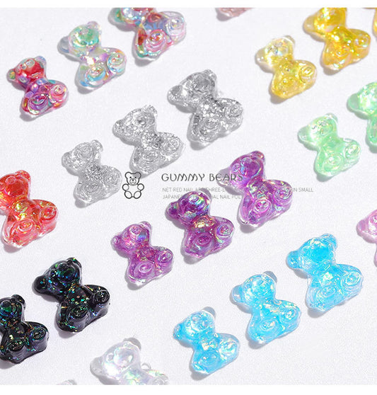 NDE040 ForLife Nail art diamond decoration bear three-dimensional light crystal gel magic color candy bear jewelry nail decoration