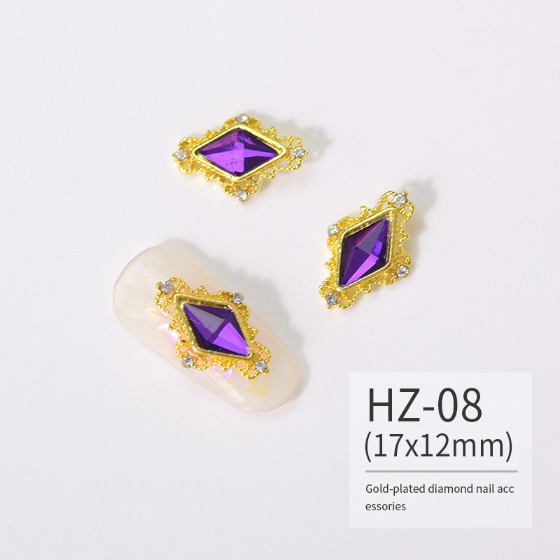 NZJ004 Luxury Metal Heart Alloy Nail Charms 3D Nail Art Rhinestone Crystal Zircon For Manicure Decoration Accessories