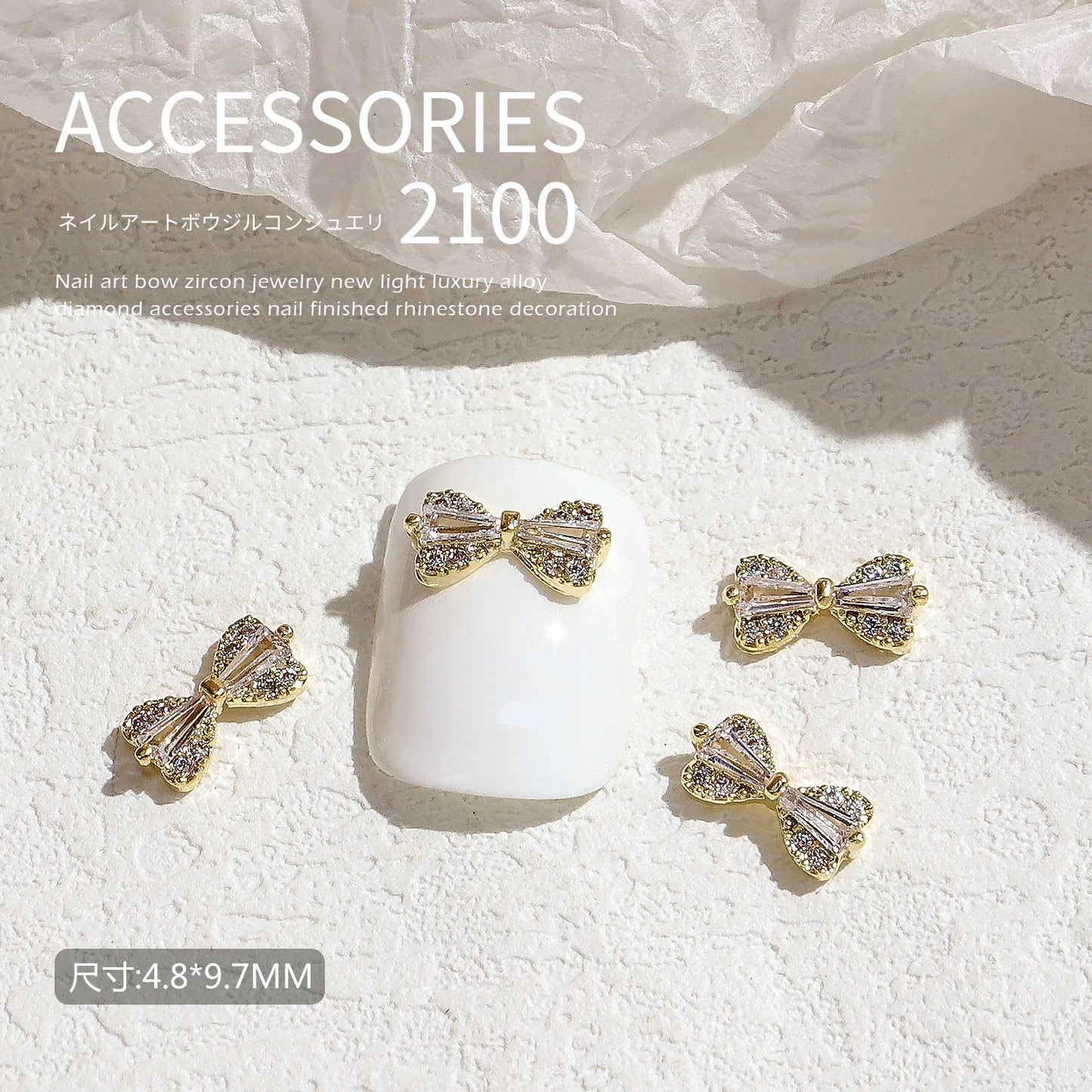 NZJ002 New Rhinestone Alloy Zircon Nail Art Decoration Bow Knot Diamond Jewelry