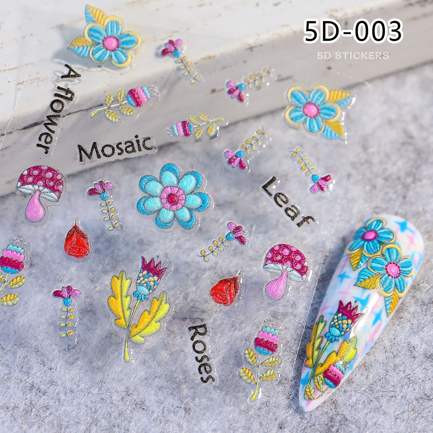 NS5D004  Nail Sticker 5D Embossed Flower Cartoon Donut Butterfly Love Series Nail Sticker 3D