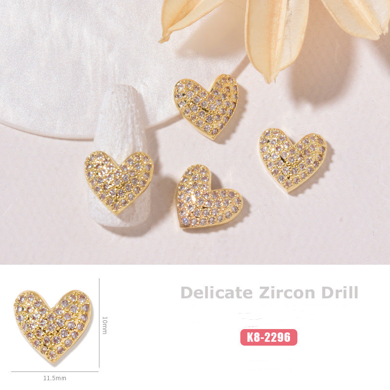 NZJ059 New cat eye butterfly 3D love bear jewelry bow luxury alloy zircon nail decoration