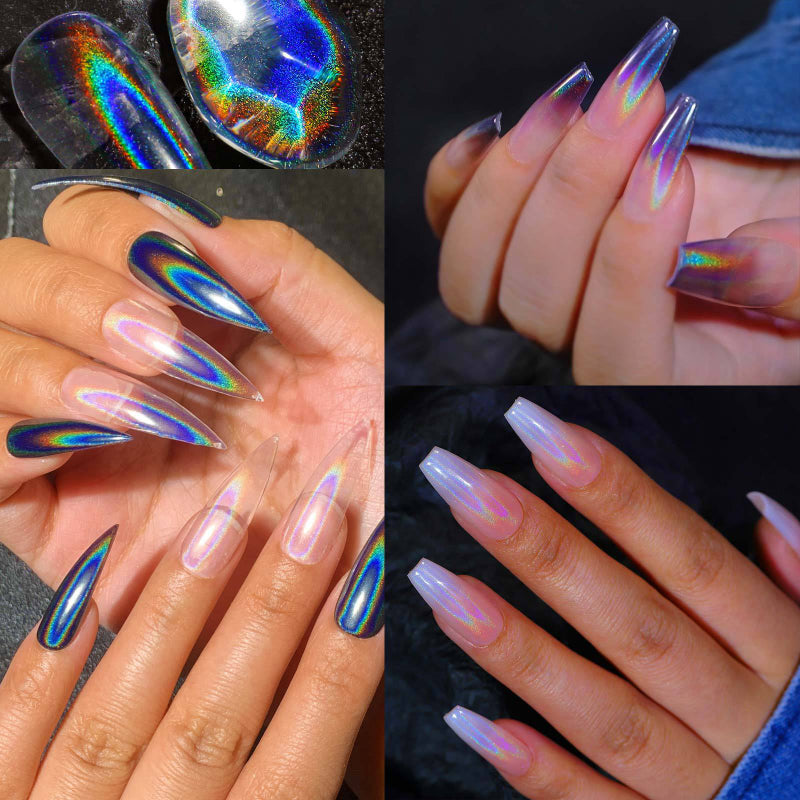 FNP005 Nail Enhancement New Universal Plating Laser Powder Colorful Magic Mirror Shine Japanese Laser Mirror Silver Shine Powder