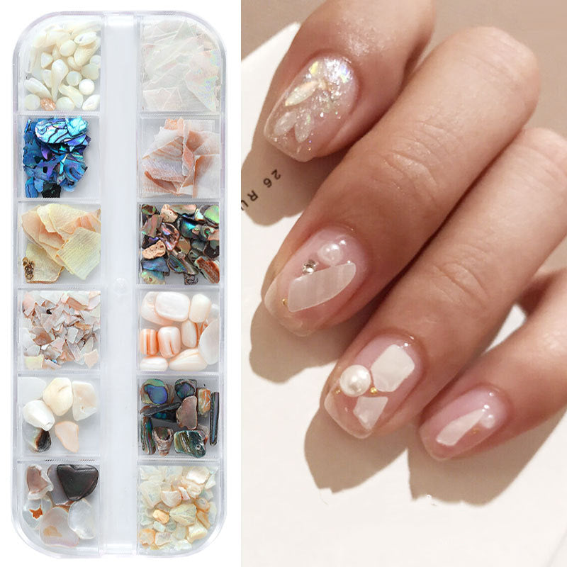 NDE062 12colors Irregular Crushed Natural Shell Nail Art Stone Manicure Nail Decorations